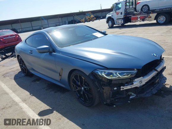 2019 BMW 8 Series M850i xDrive with VIN WBABC4C54KBU96620, listed as a IAAI auction lot 42035001 with 38,512 mi miles and . Bid and sale history available at DreamBid. Image 1.
