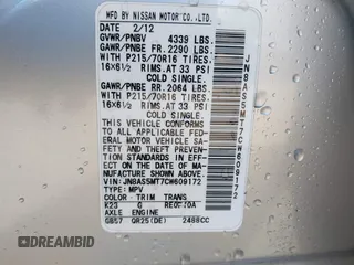 2012 Nissan Rogue SL with VIN JN8AS5MT7CW609172, listed as a IAAI auction lot 41861089 with 189,294 mi miles and . Bid and sale history available at DreamBid. Image 9.