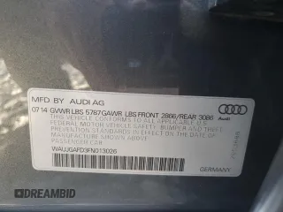 2015 Audi A8 with VIN WAUJGAFD3FN013026, listed as a Copart auction lot 67650374 with 88,064 mi miles and Salvage title. Bid and sale history available at DreamBid. Image 12.