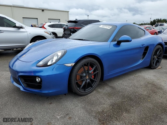 2016 Porsche Cayman S with VIN WP0AB2A86GK185569, listed as a Copart auction lot 74251414 with 0 miles and Salvage Title. Bid and sale history available at carsss.com. Image 1.