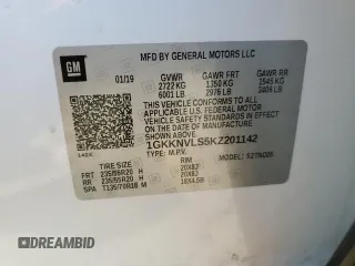 2019 GMC Acadia SLT with VIN 1GKKNVLS5KZ201142, listed as a Copart auction lot 80042984 with Not Provided miles and Salvage Title. Bid and sale history available at DreamBid. Image 13.