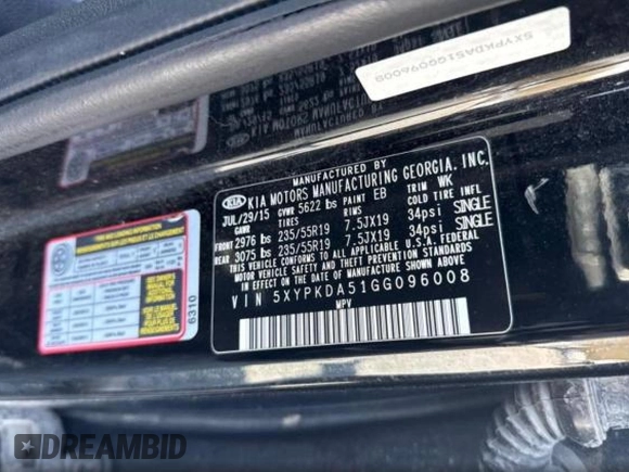 2016 Kia Sorento SX with VIN 5XYPKDA51GG096008, listed as a Copart auction lot 53424685 with 146,715 mi miles and Clean Title. Bid and sale history available at carsss.com. Image 10.