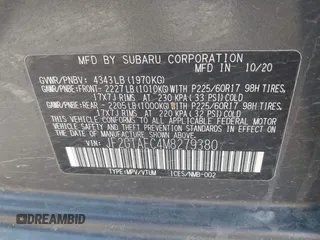 2021 Subaru Crosstrek Premium z VIN JF2GTAEC4M8279380, wystawiony jako IAAI lot #42181035 z przebiegiem 86 982 mil mil oraz . Historia ofert i sprzedaży dostępna na DreamBid. Obrazek 9.