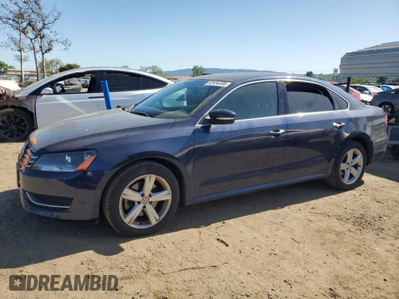 2013 Volkswagen Passat SE w/Sunroof with VIN 1VWBP7A39DC020674, listed as a Copart auction lot 52454205 with 121,897 mi miles and Salvage Title. Bid and sale history available at carsss.com. Image 1.
