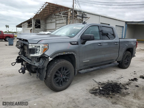 2021 GMC Sierra 1500 Elevation with VIN 3GTU9CED4MG445329, listed as a Copart auction lot 89328195 with 74,713 mi miles and Salvage Title. Bid and sale history available at carsss.com. Image 1.