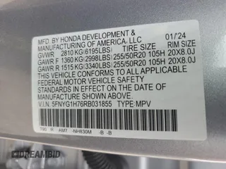 2024 Honda Pilot Touring with VIN 5FNYG1H76RB031855, listed as a Copart auction lot 70773994 with 3,618 mi miles and Salvage Title. Bid and sale history available at carsss.com. Image 12.