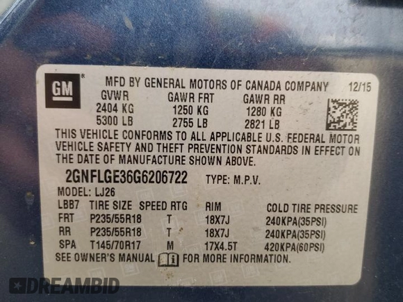 2016 Chevrolet Equinox LTZ with VIN 2GNFLGE36G6206722, listed as a Copart auction lot 70483874 with 73,409 mi miles and Salvage Title. Bid and sale history available at carsss.com. Image 13.