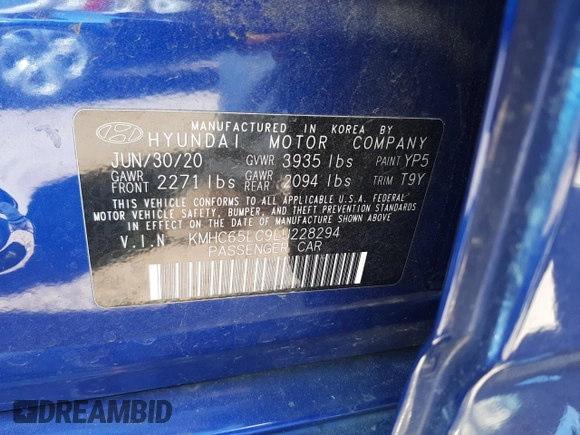 2020 Hyundai Ioniq Blue z VIN KMHC65LC9LU228294, wystawiony jako Copart lot #47854863 z przebiegiem 100 499 mil mil oraz Szkoda całkowita • Salvage title. Historia ofert i sprzedaży dostępna na DreamBid. Obrazek 12.
