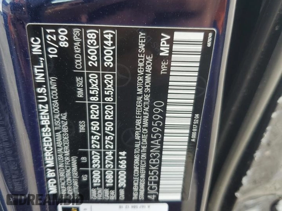 2022 Mercedes-Benz GLE 450 с VIN 4JGFB5KB3NA595990, выставлен на аукционе Copart как лот 60255595 с пробегом 32 649 миль миль и Списание • Salvage title. История ставок и продаж доступна на DreamBid. Изображение 13.