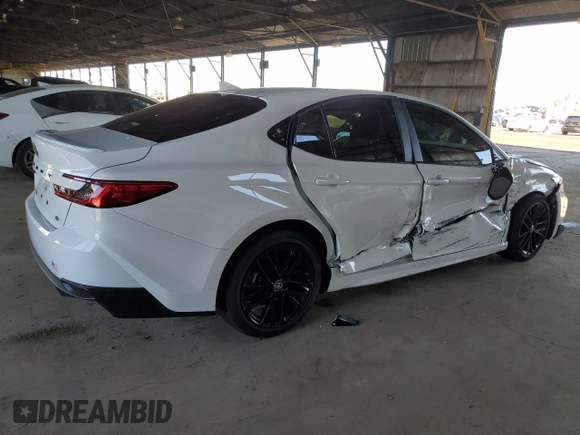 2025 Toyota Camry LE with VIN 4T1DAACK8SU065932, listed as a Copart auction lot 44106555 with 5,392 mi miles and Salvage Title. Bid and sale history available at carsss.com. Image 3.
