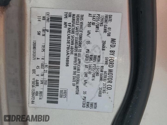 2008 Ford Explorer XLT z VIN 1FMEU63E78UA76898, wystawiony jako Copart lot #51746525 z przebiegiem 138 478 mil mil oraz Szkoda całkowita • Salvage title. Historia ofert i sprzedaży dostępna na DreamBid. Obrazek 13.