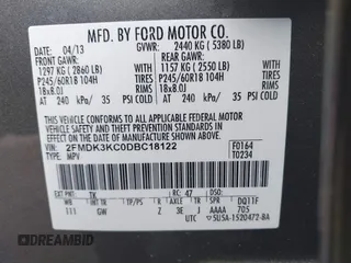 2013 Ford Edge Limited with VIN 2FMDK3KC0DBC18122, listed as a IAAI auction lot 41925582 with 190,955 mi miles. Bid and sale history available at carsss.com. Image 9.