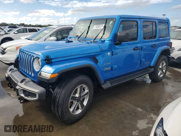 2022 Jeep Wrangler Unlimited Sahara z VIN 1C4HJXEG3NW246088, wystawiony jako Copart lot #74558574 z przebiegiem Nie podano mil oraz Nie do naprawy • Non repairable. Historia ofert i sprzedaży dostępna na DreamBid. Obrazek 1.
