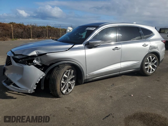 2022 Acura MDX w/Technology Package with VIN 5J8YD9H49NL007619, listed as a Copart auction lot 80337144 with 57,335 mi miles and Salvage Title. Bid and sale history available at carsss.com. Image 1.