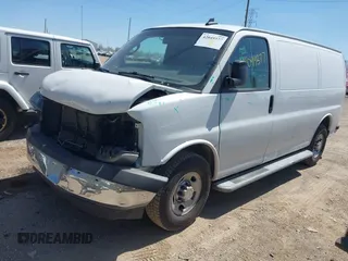 2020 Chevrolet Express Cargo Van with VIN 1GCWGAFG9L1213396, listed as a IAAI auction lot 42049377 with 122,571 mi miles. Bid and sale history available at carsss.com. Image 2.