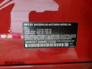 2021 BMW 3 Series 330i xDrive with VIN 3MW5R7J06M8C13028, listed as a Copart auction lot 62850925 with 47,968 mi miles and Salvage title. Bid and sale history available at DreamBid. Image 12.