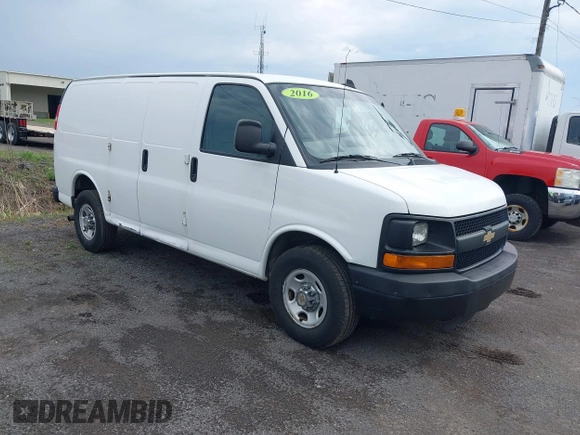 2016 Chevrolet Express Cargo Van with VIN 1GCWGAFF0G1140500, listed as a IAAI auction lot 42130720 with 239,606 mi miles. Bid and sale history available at carsss.com. Image 1.