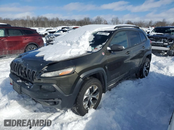 2014 Jeep Cherokee Trailhawk with VIN 1C4PJMBS2EW310818, listed as a Copart auction lot 44581755 with 105,560 mi miles and Non repairable. Bid and sale history available at DreamBid. Image 1.
