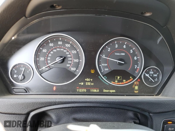2015 BMW 3 Series 335i with VIN WBA3A9C57FK473104, listed as a Copart auction lot 54974185 with 112,370 mi miles and Salvage title. Bid and sale history available at DreamBid. Image 9.