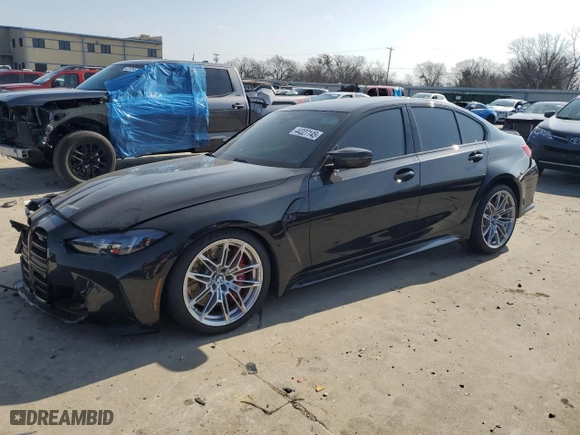 2025 BMW M3 Competition xDrive with VIN WBS33HJ04SFT97304, listed as a Copart auction lot 44327145 with 3,534 mi miles and Salvage Title. Bid and sale history available at carsss.com. Image 1.
