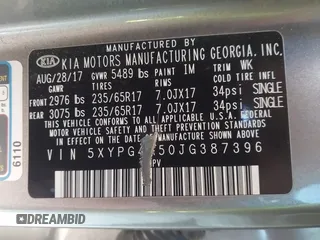 2018 Kia Sorento LX with VIN 5XYPG4A50JG387396, listed as a IAAI auction lot 40848247 with Not Provided miles and . Bid and sale history available at DreamBid. Image 9.