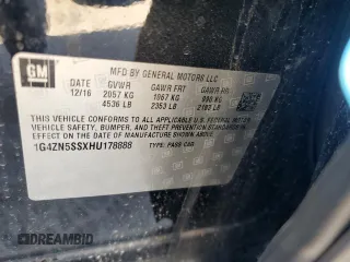 2017 Buick LaCrosse Preferred with VIN 1G4ZN5SSXHU178888, listed as a Copart auction lot 46250345 with 108,593 mi miles and Salvage Title. Bid and sale history available at carsss.com. Image 12.