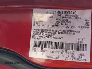 2006 Ford Explorer XLS с VIN 1FMEU72E56UA25727, выставлен на аукционе IAAI как лот 40819312 с пробегом 199 740 миль миль и . История ставок и продаж доступна на DreamBid. Изображение 9.