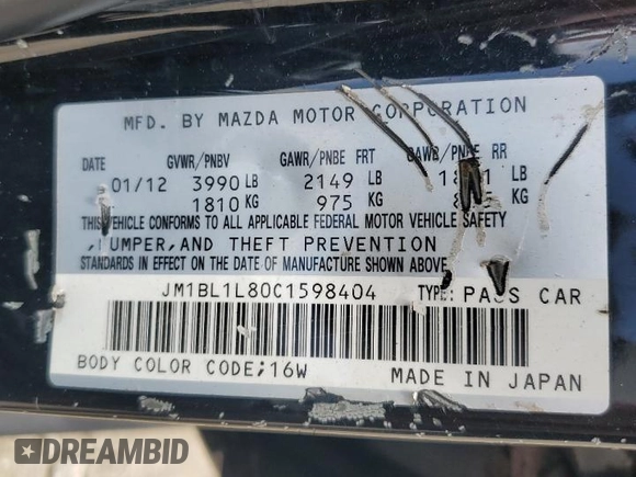 2012 Mazda 3 i Touring с VIN JM1BL1L80C1598404, выставлен на аукционе Copart как лот 65315295 с пробегом 141 863 миль миль и Чистый • Clean title. История ставок и продаж доступна на DreamBid. Изображение 12.