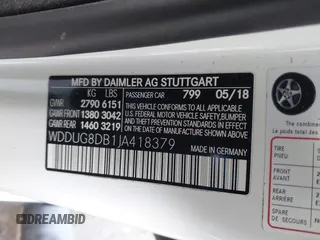 2018 Mercedes-Benz S 560 with VIN WDDUG8DB1JA418379, listed as a IAAI auction lot 41604377 with 71,993 mi miles and . Bid and sale history available at carsss.com. Image 9.