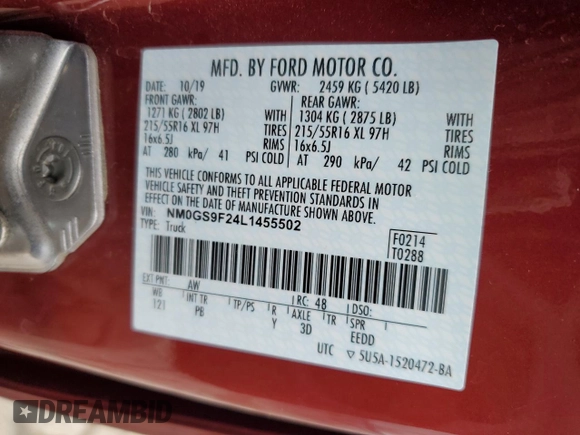 2020 Ford Transit Connect XLT с VIN NM0GS9F24L1455502, выставлен на аукционе Copart как лот 49335914 с пробегом 46 554 миль миль и Списание • Salvage title. История ставок и продаж доступна на DreamBid. Изображение 13.