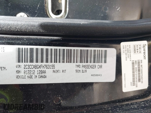 2015 Chrysler 300 with VIN 2C3CCABGXFH763155, listed as a IAAI auction lot 42213899 with 102,479 mi miles. Bid and sale history available at carsss.com. Image 9.