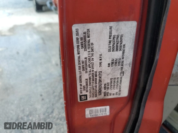 2003 Hummer H2 with VIN 5GRGN23U73H141713, listed as a Copart auction lot 84285624 with 152,719 mi miles and Non Repairable. Bid and sale history available at carsss.com. Image 14.