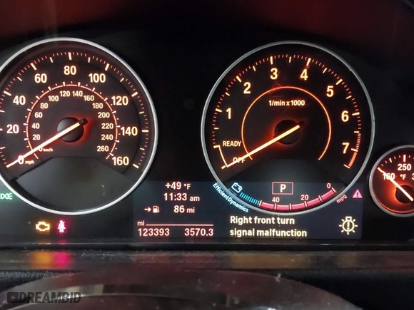 2014 BMW 3 Series Gran Turismo 328i xDrive with VIN WBA3X5C5XED557668, listed as a IAAI auction lot 41728522 with 123,393 mi miles. Bid and sale history available at carsss.com. Image 7.