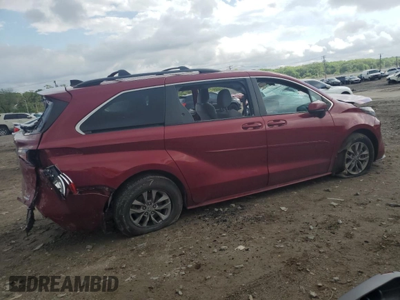 2022 Toyota Sienna LE with VIN 5TDKSKFC9NS056913, listed as a Copart auction lot 55704795 with 71,464 mi miles and Salvage title. Bid and sale history available at DreamBid. Image 3.