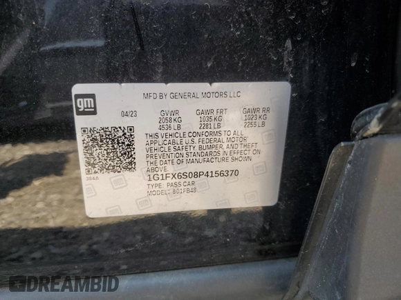 2023 Chevrolet Bolt EV 2LT with VIN 1G1FX6S08P4156370, listed as a Copart auction lot 65542835 with 61,424 mi miles and Non repairable. Bid and sale history available at DreamBid. Image 12.