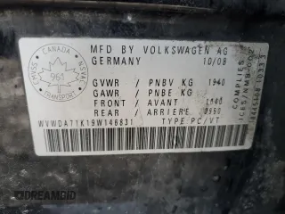 2009 Volkswagen Rabbit S with VIN WVWDA71K19W146831, listed as a Copart auction lot 83756164 with 256,383 mi miles and Salvage title. Bid and sale history available at DreamBid. Image 13.