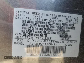 2021 Nissan Kicks S z VIN 3N1CP5BV6ML498702, wystawiony jako Copart lot #52186655 z przebiegiem 50 473 mil mil oraz Szkoda całkowita • Salvage title. Historia ofert i sprzedaży dostępna na DreamBid. Obrazek 15.