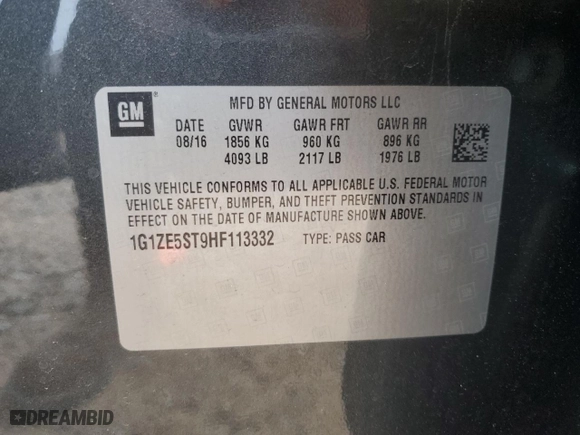 2017 Chevrolet Malibu LT with VIN 1G1ZE5ST9HF113332, listed as a Copart auction lot 47201655 with 109,498 mi miles and Non Repairable. Bid and sale history available at carsss.com. Image 13.