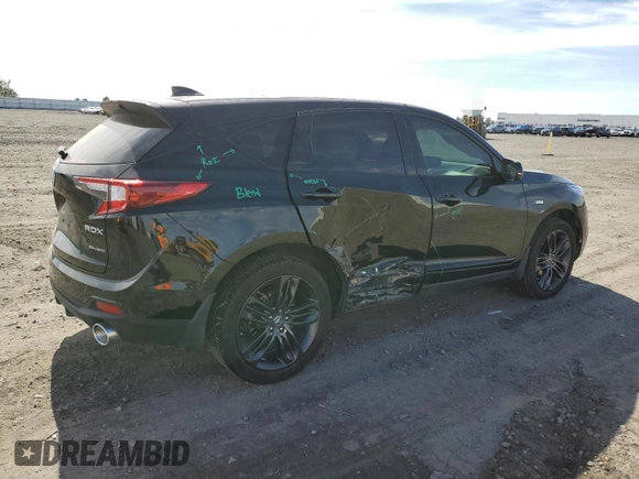 2021 Acura RDX w/A-Spec Package with VIN 5J8TC2H60ML018030, listed as a Copart auction lot 50355625 with 49,699 mi miles and Salvage Title. Bid and sale history available at carsss.com. Image 3.
