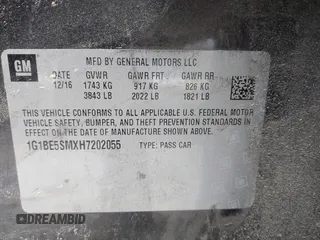2017 Chevrolet Cruze LT with VIN 1G1BE5SMXH7202055, listed as a IAAI auction lot 42142427 with 142,303 mi miles and . Bid and sale history available at DreamBid. Image 9.