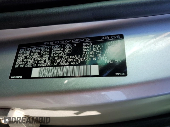 2018 Volvo XC60 Momentum with VIN LYV102RK3JB097333, listed as a Copart auction lot 81130574 with 76,499 mi miles and Salvage Title. Bid and sale history available at carsss.com. Image 13.
