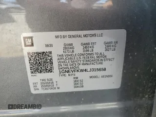 2020 Chevrolet Traverse LS with VIN 1GNEVFKW4LJ315658, listed as a Copart auction lot 55721495 with 80,808 mi miles and Salvage title. Bid and sale history available at DreamBid. Image 13.