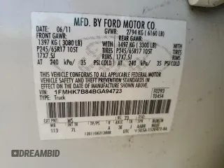 2011 Ford Explorer с VIN 1FMHK7B84BGA94723, выставлен на аукционе Copart как лот 78014104 с пробегом 155 867 миль миль и Списание • Salvage title. История ставок и продаж доступна на DreamBid. Изображение 14.