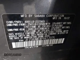 2023 Subaru Forester Wilderness with VIN JF2SKAMC4PH412075, listed as a IAAI auction lot 41885690 with 29,935 mi miles and . Bid and sale history available at DreamBid. Image 9.