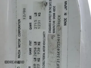 1989 Mazda B-Series Truck z VIN JM2UF3136K0755419, wystawiony jako Copart lot #81501824 z przebiegiem 113 124 mil mil oraz Szkoda całkowita • Salvage title. Historia ofert i sprzedaży dostępna na DreamBid. Obrazek 12.