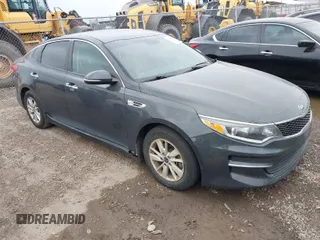 2016 Kia Optima LX with VIN KNAGT4L37G5070799, listed as a IAAI auction lot 41963239 with 116,308 mi miles. Bid and sale history available at carsss.com. Image 1.