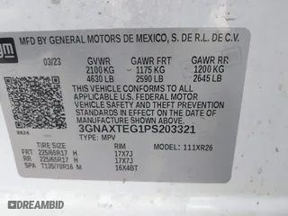 2023 Chevrolet Equinox LT with VIN 3GNAXTEG1PS203321, listed as a IAAI auction lot 41917441 with 60,022 mi miles. Bid and sale history available at carsss.com. Image 9.
