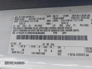 2017 Ford Transit Passenger XL with VIN 1FMZK1CM6HKB46985, listed as a IAAI auction lot 41651746 with 85,510 mi miles. Bid and sale history available at carsss.com. Image 9.