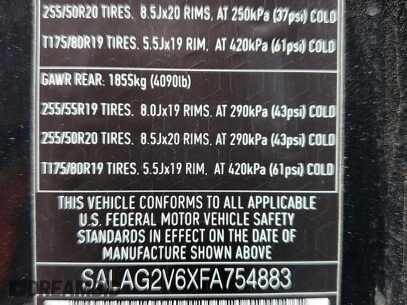 2015 Land Rover LR4 HSE with VIN SALAG2V6XFA754883, listed as a Copart auction lot 61782775 with 143,519 mi miles and Clean title. Bid and sale history available at DreamBid. Image 13.
