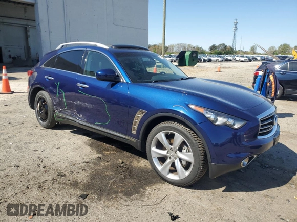 2013 Infiniti FX with VIN JN8BS1MW4DM100158, listed as a Copart auction lot 52123965 with 52,910 mi miles and Salvage Title. Bid and sale history available at DreamBid. Image 4.
